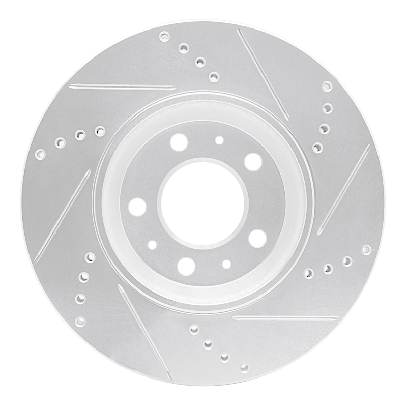 Pontiac Solstice Brake Rotor (1) - Front Left - R1 Concepts - Drilled & Slotted - Silver - `06-`10